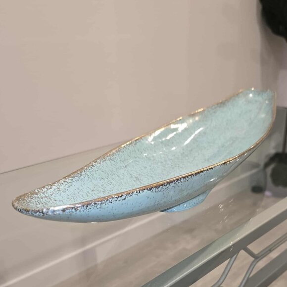 Vintage Ceramic Plate J&S U.S.A. Calif Orig. - Mid-Century (MCM), Sky Blue Glaze - Picture 1 of 13